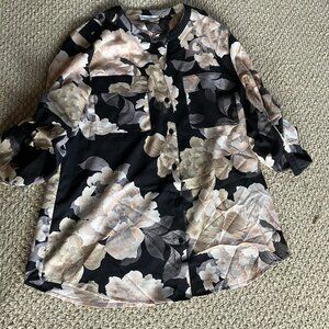 Calvin Klein black rose shirt button up womens M